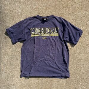 Michigan Wolverines dark purple and yellow faded tee